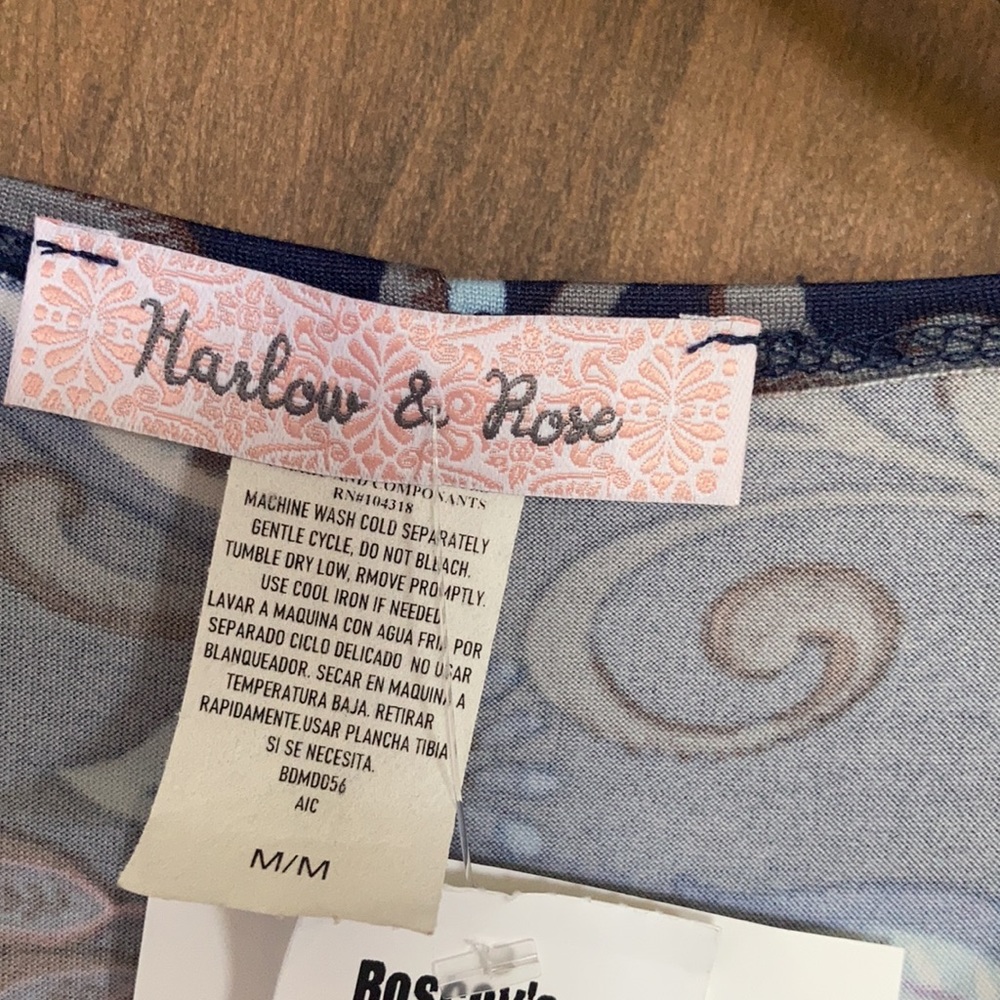 Harlow & Rose dress floral print pullover soft with stretch casual boho M - Picture 12 of 17